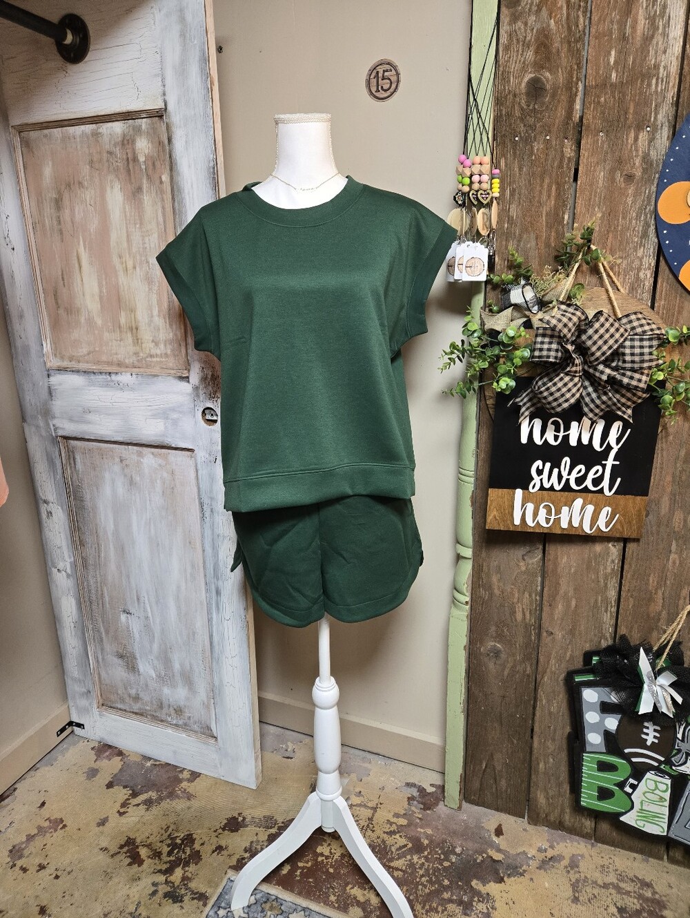Zenana Scuba Dark Green Cozy Two-Piece Lounge Set